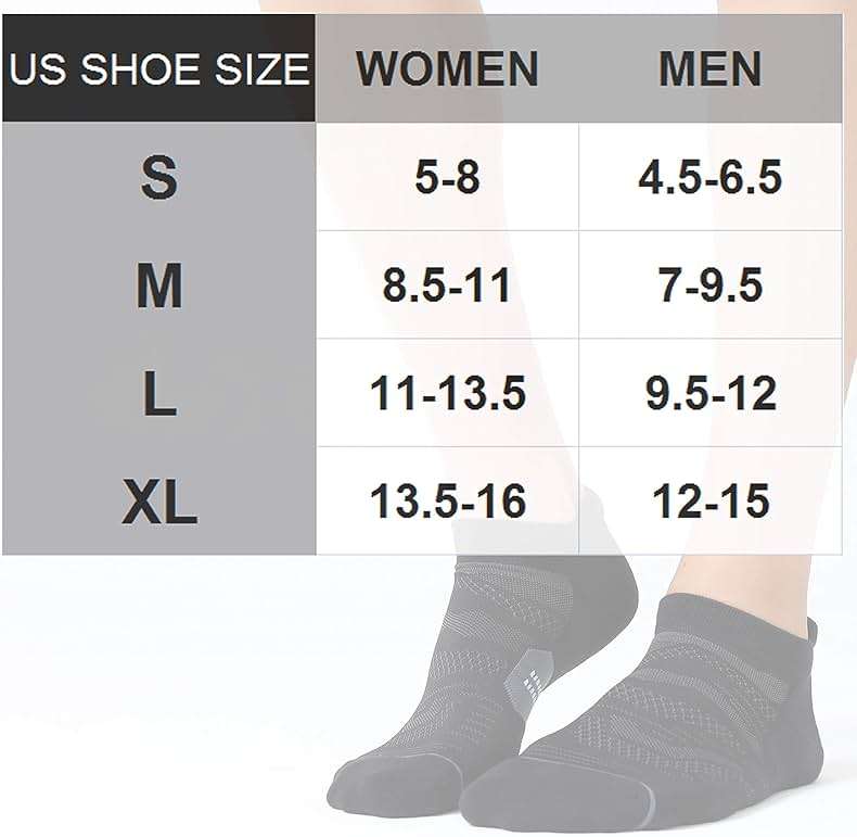 CS CELERSPORT Men's Ankle Running Socks with Cushion, Arch Support Low Cut Athletic Tab Socks for Men Women 6 Pack - Image 2