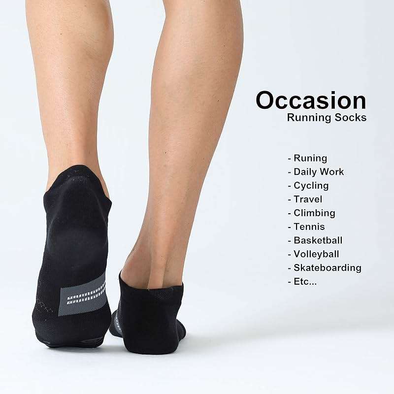 CS CELERSPORT Men's Ankle Running Socks with Cushion, Arch Support Low Cut Athletic Tab Socks for Men Women 6 Pack - Image 6