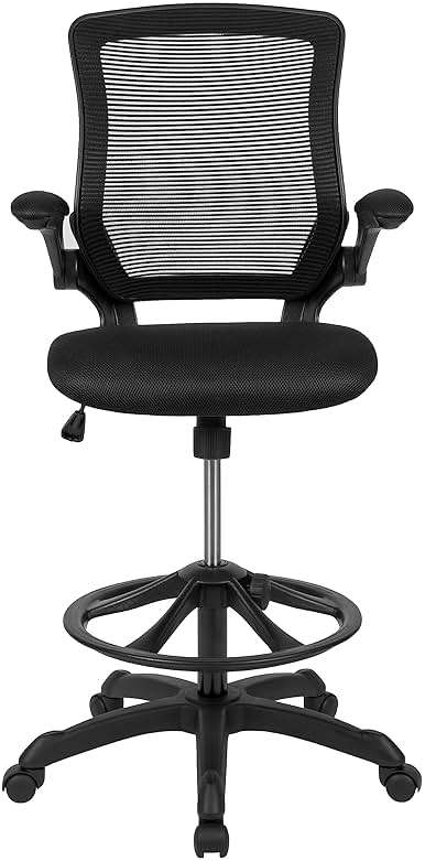 Flash Furniture Kale Mid-Back Swivel Office Chair with Adjustable Foot Ring, Lumbar Support, and Seat Height, Ergonomic Mesh Executive Chair, Black - Image 12
