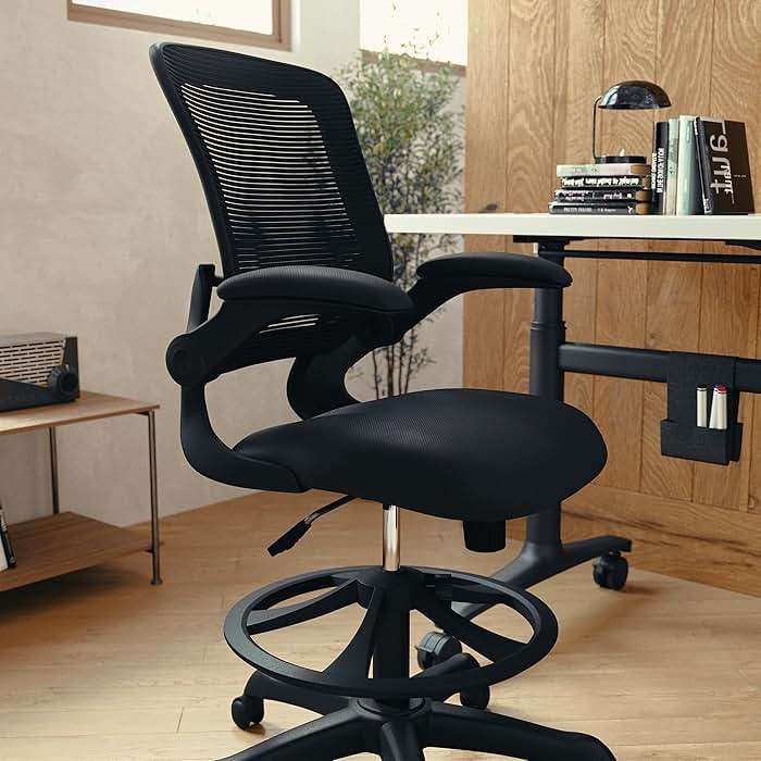 Flash Furniture Kale Mid-Back Swivel Office Chair with Adjustable Foot Ring, Lumbar Support, and Seat Height, Ergonomic Mesh Executive Chair, Black - Image 7