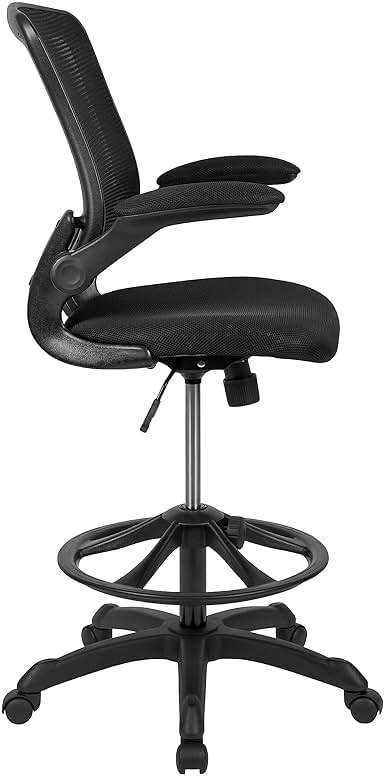 Flash Furniture Kale Mid-Back Swivel Office Chair with Adjustable Foot Ring, Lumbar Support, and Seat Height, Ergonomic Mesh Executive Chair, Black - Image 9