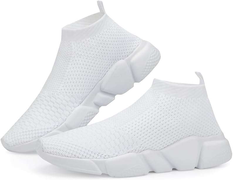Santiro Mens Walking Shoes Breathable Knit Slip On Sneakers Lightweight Athletic Gym Shoes - Image 1