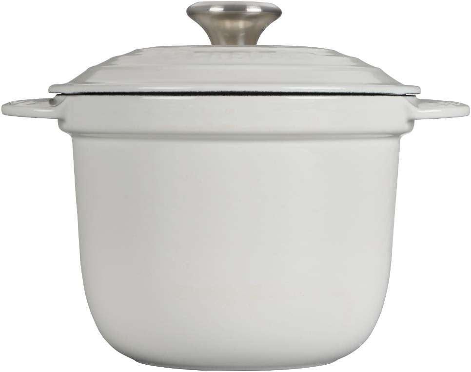 Le Creuset Enameled Cast Iron Rice Pot with Lid & Stoneware Insert, 2.25 qt., White - Image 2