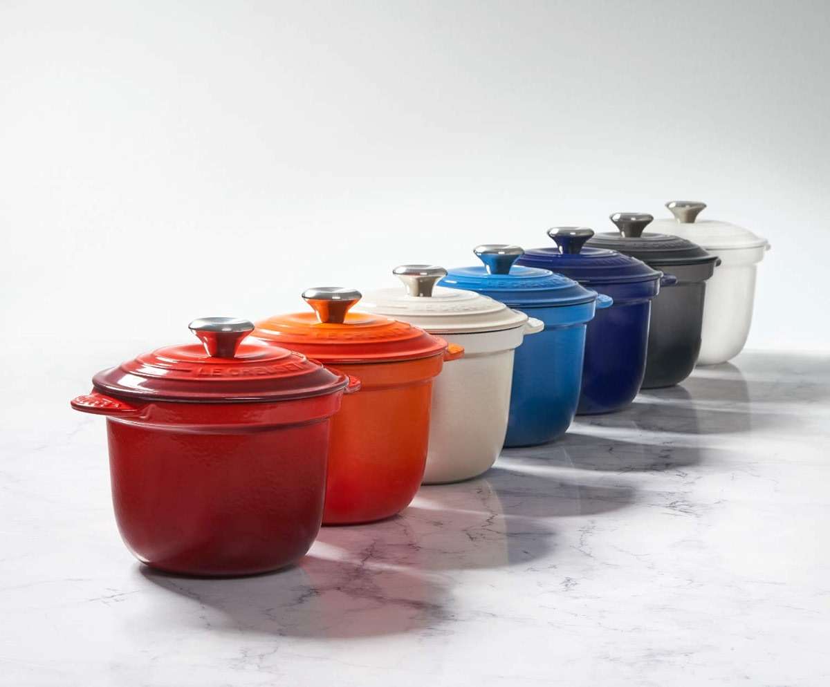 Le Creuset Enameled Cast Iron Rice Pot with Lid & Stoneware Insert, 2.25 qt., White - Image 4