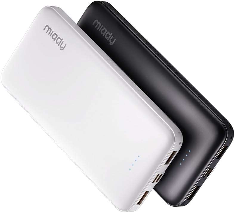 Miady 2-Pack 10000mAh Dual USB Portable Charger, Type-C Charging Power Bank, Slim Battery Pack for iPhone 17/16/15/14, Galaxy S24/22, Android etc - Image 1