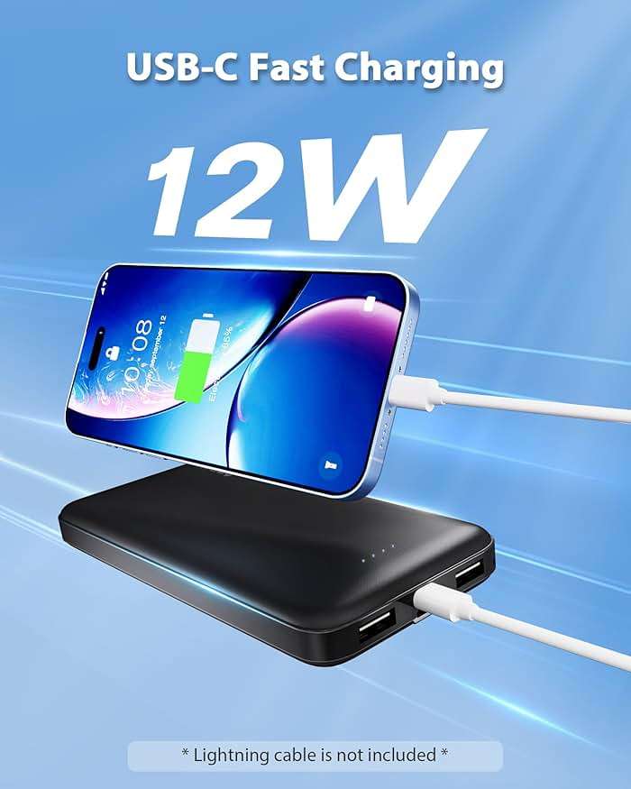 Miady 2-Pack 10000mAh Dual USB Portable Charger, Type-C Charging Power Bank, Slim Battery Pack for iPhone 17/16/15/14, Galaxy S24/22, Android etc - Image 3