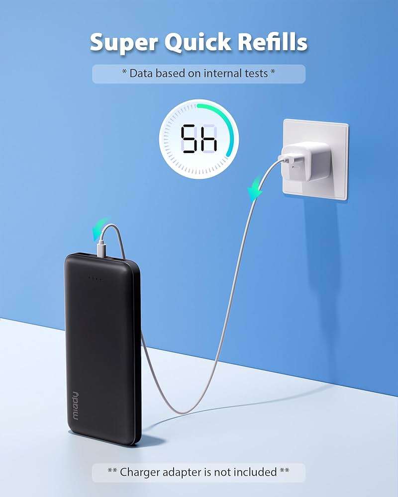 Miady 2-Pack 10000mAh Dual USB Portable Charger, Type-C Charging Power Bank, Slim Battery Pack for iPhone 17/16/15/14, Galaxy S24/22, Android etc - Image 7