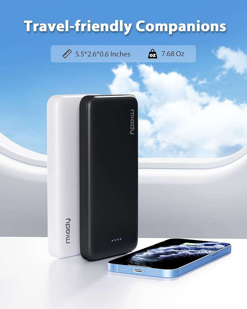 Miady 2-Pack 10000mAh Dual USB Portable Charger, Type-C Charging Power Bank, Slim Battery Pack for iPhone 17/16/15/14, Galaxy S24/22, Android etc - Image 8