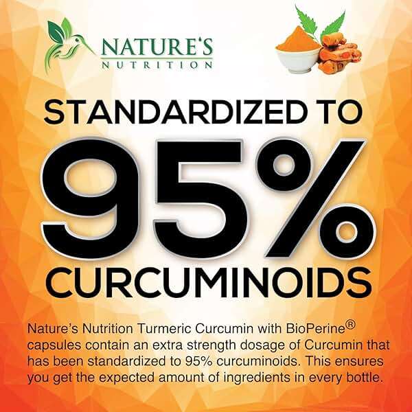 Turmeric Curcumin Supplement - 95% Curcuminoids with Organic Turmeric & Ginger, BioPerine Black Pepper Extract for Best Absorption, Natural Vegan Joint Support, Non-GMO, Bottled in USA - 240 Capsules - Image 3