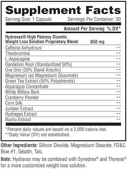 Metabolic Nutrition, Hydravax - Premium Diuretic Water Pills, Natural & Safe, Eliminates Water Retention, with Dandelion, Magnesium, Green Tea Extract, Cranberry Powder, 30 Capsules, 1 Dose Daily - Image 2