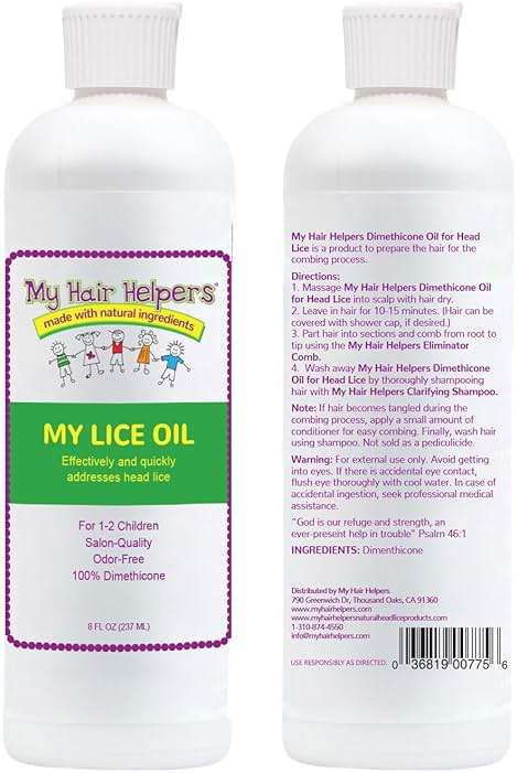 My Hair Helpers Unscented Dimethicone Oil Lice Treatment for Louse, Slows Down Head Lice, 8 fl Ounces, for 1-2 Children - Image 2