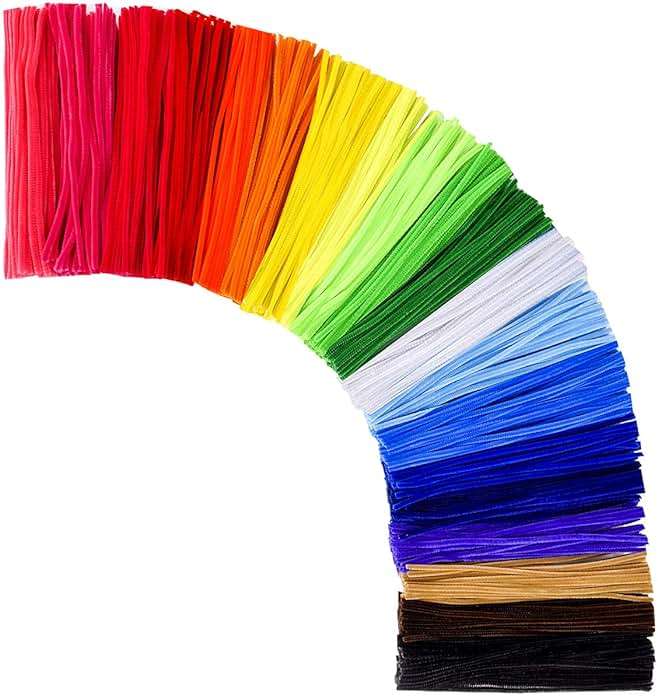 KASEMI Pipe Cleaners,1000 pcs and 20 Assorted Colors 12 inch Chenille Stems for DIY Art Creative Crafts Decorations - Image 1