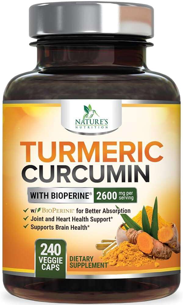 Turmeric Curcumin Supplement - 2400mg Organic Turmeric Per Serving - 95% Curcuminoids & BioPerine Black Pepper Extract for Best Absorption - Natural Vegan Joint Support, Bottled in USA - 240 Capsules - Image 1