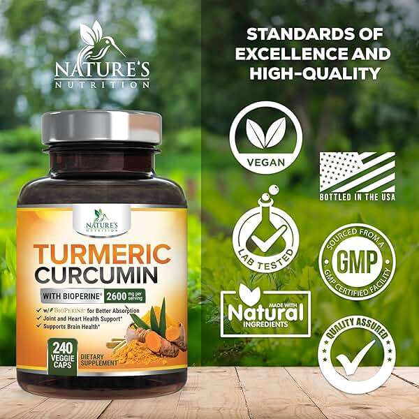 Turmeric Curcumin Supplement - 2400mg Organic Turmeric Per Serving - 95% Curcuminoids & BioPerine Black Pepper Extract for Best Absorption - Natural Vegan Joint Support, Bottled in USA - 240 Capsules - Image 4