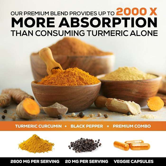 Turmeric Curcumin Supplement - 2400mg Organic Turmeric Per Serving - 95% Curcuminoids & BioPerine Black Pepper Extract for Best Absorption - Natural Vegan Joint Support, Bottled in USA - 240 Capsules - Image 5