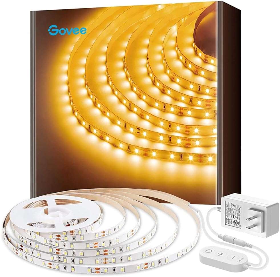 Govee Warm White LED Strip Lights, Bright 300 LEDs, 3000K Dimmable Light Strip 16.4ft with Control Box, LED Lights for Bedroom, Kitchen Cabinets, Living Room, ETL Listed Adapter Included - Image 1