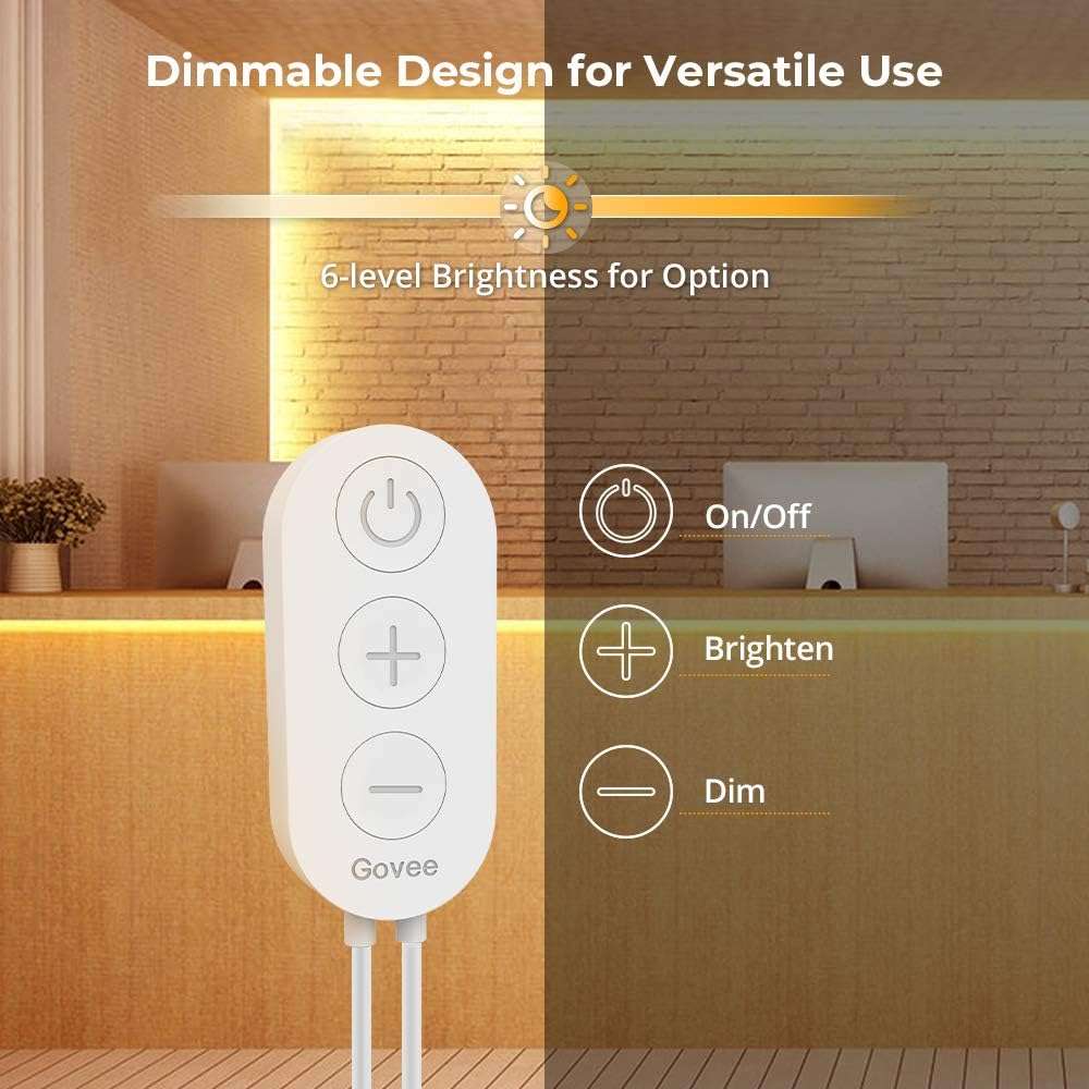 Govee Warm White LED Strip Lights, Bright 300 LEDs, 3000K Dimmable Light Strip 16.4ft with Control Box, LED Lights for Bedroom, Kitchen Cabinets, Living Room, ETL Listed Adapter Included - Image 3