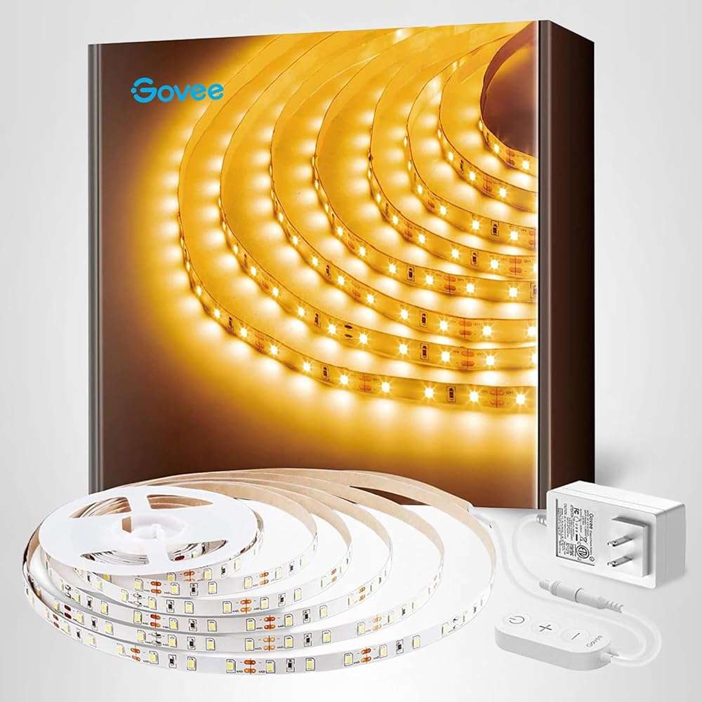 Govee Warm White LED Strip Lights, Bright 300 LEDs, 3000K Dimmable Light Strip 16.4ft with Control Box, LED Lights for Bedroom, Kitchen Cabinets, Living Room, ETL Listed Adapter Included - Image 8