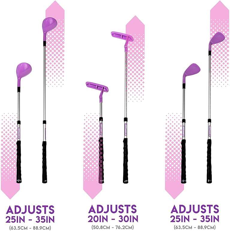 Franklin Sports Kids Golf Set - Youth Adjustable Plastic Golf Club Set - Kids Plastic Golf Set with Bag & Balls - Adjustable Length Clubs for Toddlers - Pink - Image 3