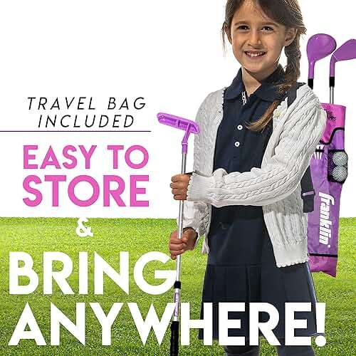 Franklin Sports Kids Golf Set - Youth Adjustable Plastic Golf Club Set - Kids Plastic Golf Set with Bag & Balls - Adjustable Length Clubs for Toddlers - Pink - Image 6