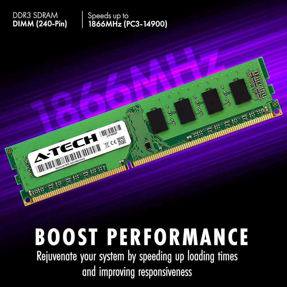 A-Tech 32GB Kit (4x8GB) DDR3/DDR3L 1866MHz PC3L-14900 (PC3-14900) CL13 UDIMM 2Rx8 1.35V Non-ECC DIMM 240-Pin Desktop RAM Memory Upgrade Modules - Image 3