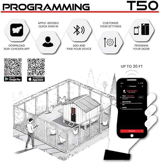 RUN-CHICKEN Door T50 – Automatic Chicken Coop Door Opener, Battery Powered & Weatherproof Aluminum, Smart App & Timer Control, Predator Proof, Easy Install, Reliable All-Season Performance (Brown) - Image 4