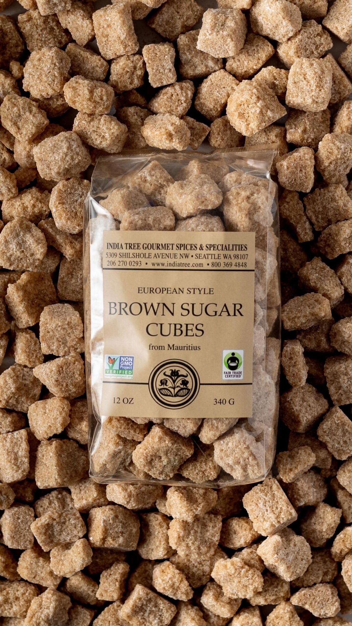 India Tree Brown Sugar Cubes from Mauritius - 1.1 lb Pantry Pak - Unrefined Demerara Cane Sugar - Non-GMO Fair Trade Natural Sweetener for Coffee, Tea, and Baking - Image 2