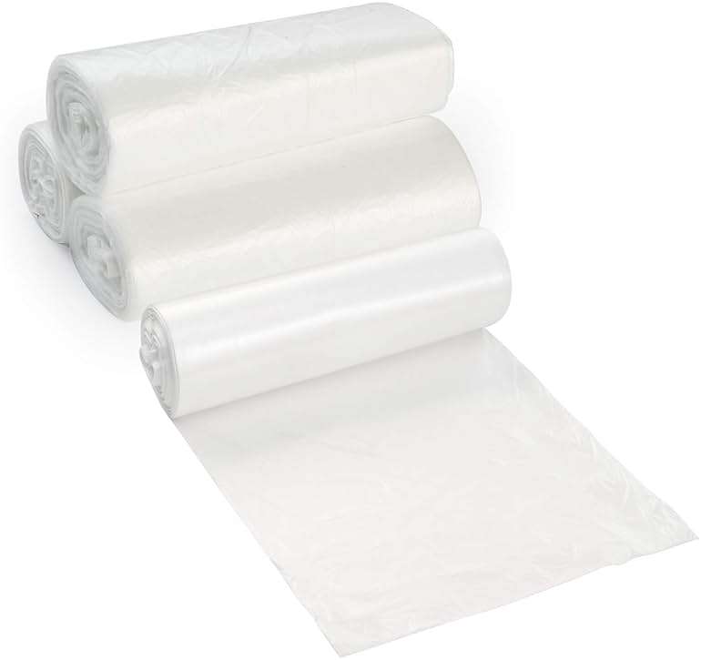 20-30 Gallon Clear Garbage Can Liners, 100 Count - Medium - Large Trash Can Liners - High Density, Thin, Lightweight, 10 Microns - For Office, Home, Hospital, Wastebaskets - 4 Coreless Rolls - Image 1