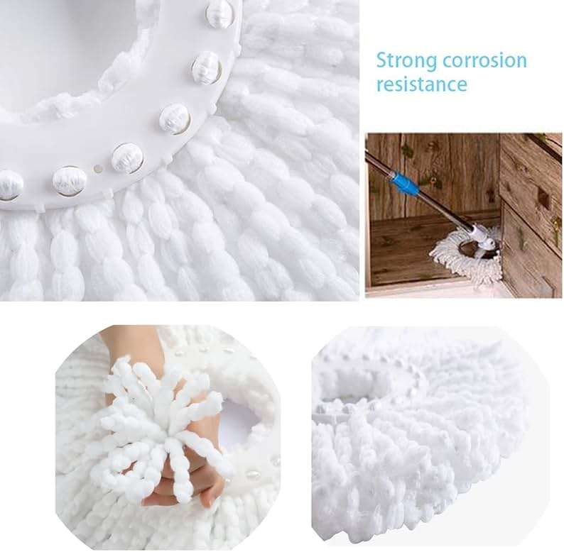5 PCS Microfiber Replacement Mop Head Spin Mop Head Replacement 5-Pack, Microfiber Refill Heads Universal for 360 Spin Magic Mopping, Round Shape Standard Size White - Image 5