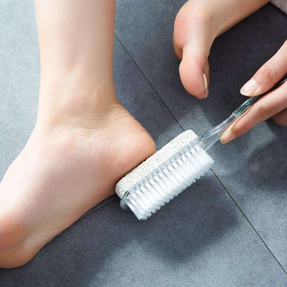 ARTIBETTER 4-in-1 Foot Care Tool with Pumice Stone Nail Brush Foot File and Callus Reducer Ergonomic Handle for Home Pedicure and Dead Skin Removal - Image 3