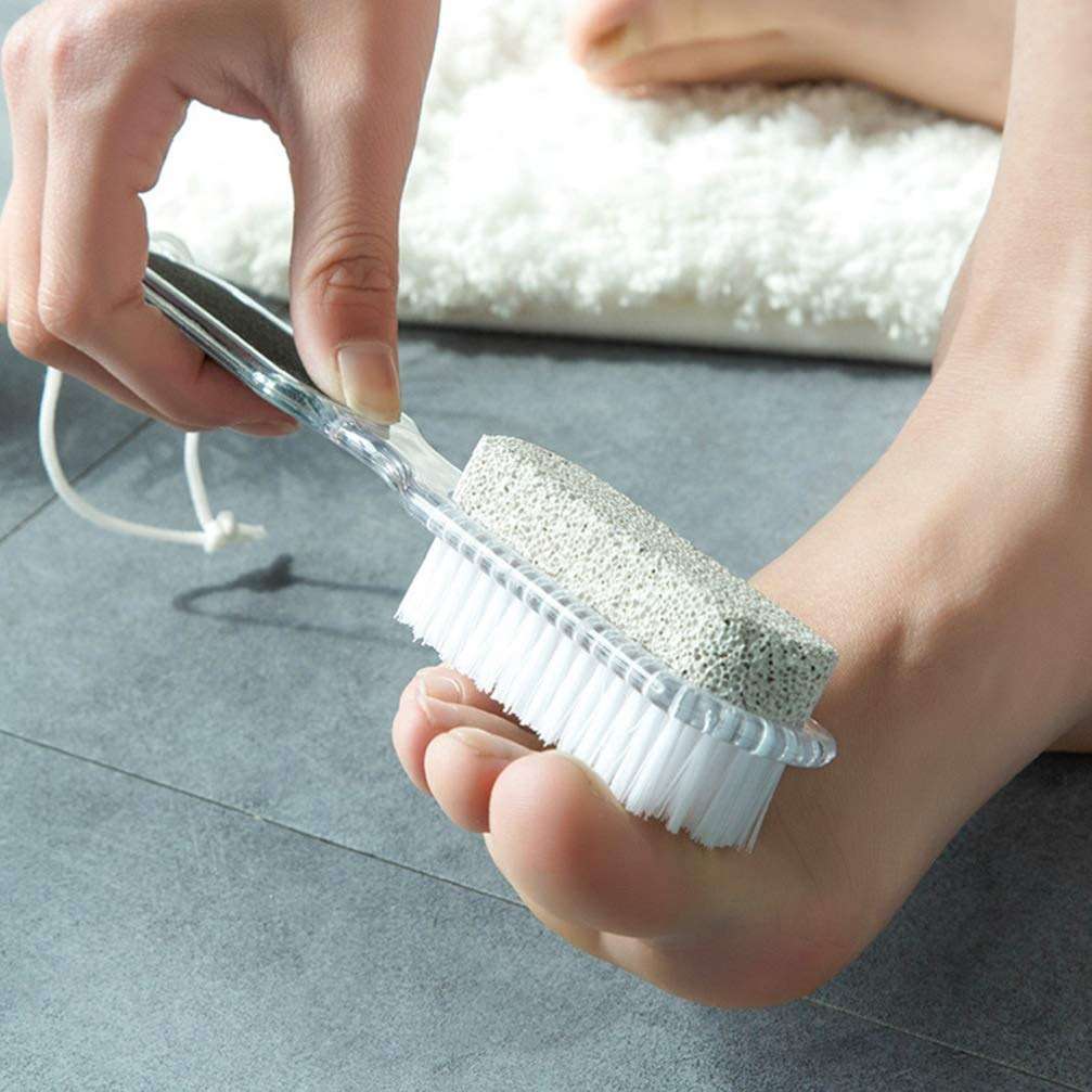 ARTIBETTER 4-in-1 Foot Care Tool with Pumice Stone Nail Brush Foot File and Callus Reducer Ergonomic Handle for Home Pedicure and Dead Skin Removal - Image 5