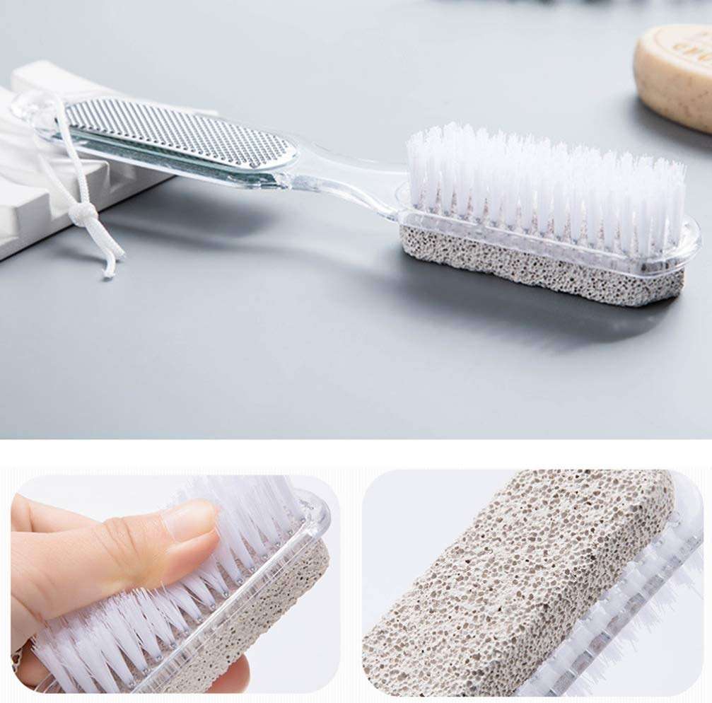 ARTIBETTER 4-in-1 Foot Care Tool with Pumice Stone Nail Brush Foot File and Callus Reducer Ergonomic Handle for Home Pedicure and Dead Skin Removal - Image 7