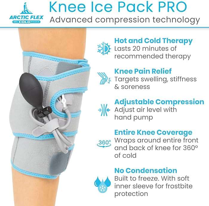 Vive Compression Knee Ice Wrap - Reusable Brace with Air Pump - Hot/Cold Therapy for Men, Women, Pain Relief, Swelling and Recovery Support - Adjustable and Inflatable Pack for Sports Injury Sprains - Image 2