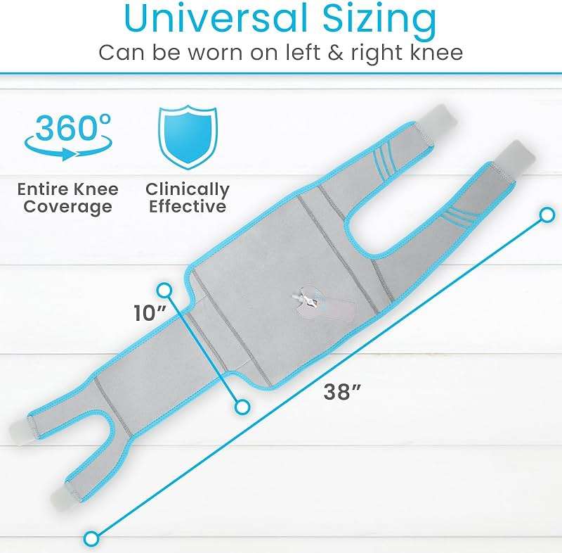 Vive Compression Knee Ice Wrap - Reusable Brace with Air Pump - Hot/Cold Therapy for Men, Women, Pain Relief, Swelling and Recovery Support - Adjustable and Inflatable Pack for Sports Injury Sprains - Image 4
