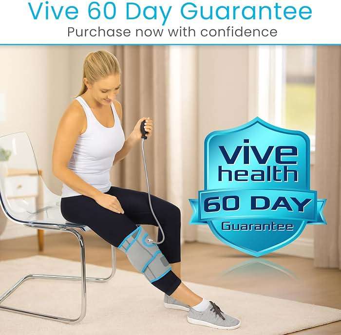 Vive Compression Knee Ice Wrap - Reusable Brace with Air Pump - Hot/Cold Therapy for Men, Women, Pain Relief, Swelling and Recovery Support - Adjustable and Inflatable Pack for Sports Injury Sprains - Image 9