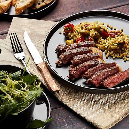 Stone Lain Celina Stoneware 16 Piece Dinnerware Set, Plates and Bowls, Black Matte Dish, Service for 4 – Minimalist Round Style, Microwave & Dishwasher Safe - Image 5
