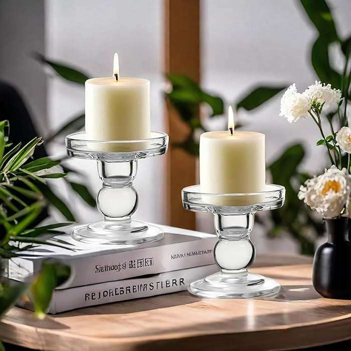 OYATON Glass Candle Holders for Pillar Candle, Unity Candle Holder Set of 3 for Wedding Ceremony Set, Candlestick Holder for Table or Home Decoration - Image 2