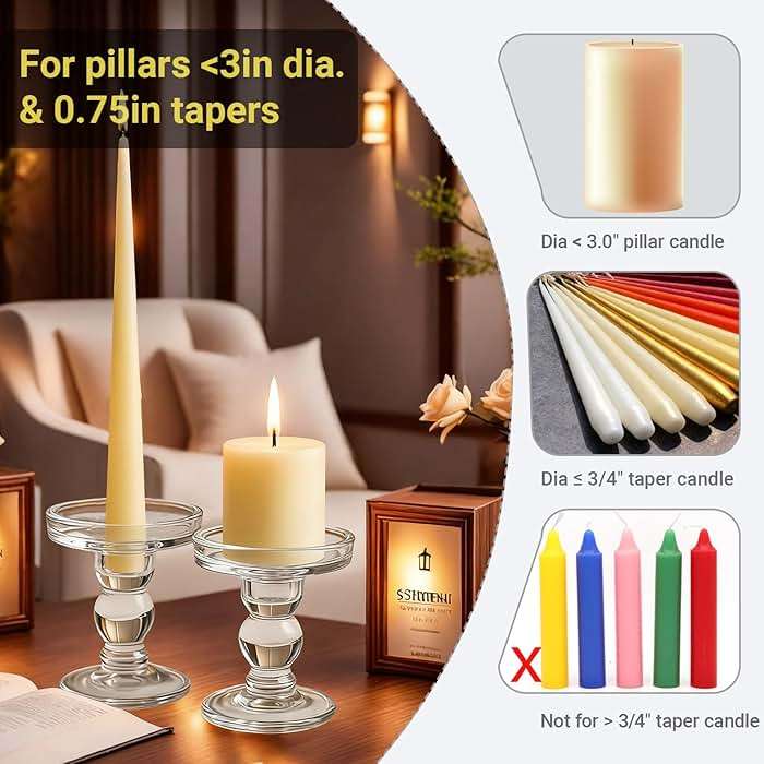 OYATON Glass Candle Holders for Pillar Candle, Unity Candle Holder Set of 3 for Wedding Ceremony Set, Candlestick Holder for Table or Home Decoration - Image 4