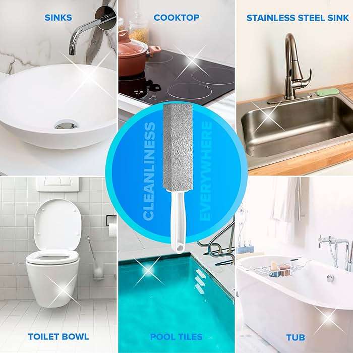 DISIWENE Pumice Cleaning Stone with Handle Toilet Bowl Cleaner Hard Water Ring Remover for Bath/Pool/Kitchen/Household Cleaning (2, 2 Pack with Handle) - Image 5