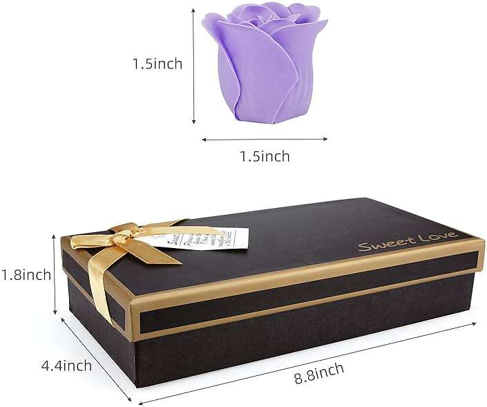 Little World Bath Soap Rose Flower - Floral Scented Rose Petals for Bath, Petals Body Soap in Gift Box for Valentine's Day, Anniversary, Birthday, Mothers Day Gifts (18 Pcs, Purple) - Image 5
