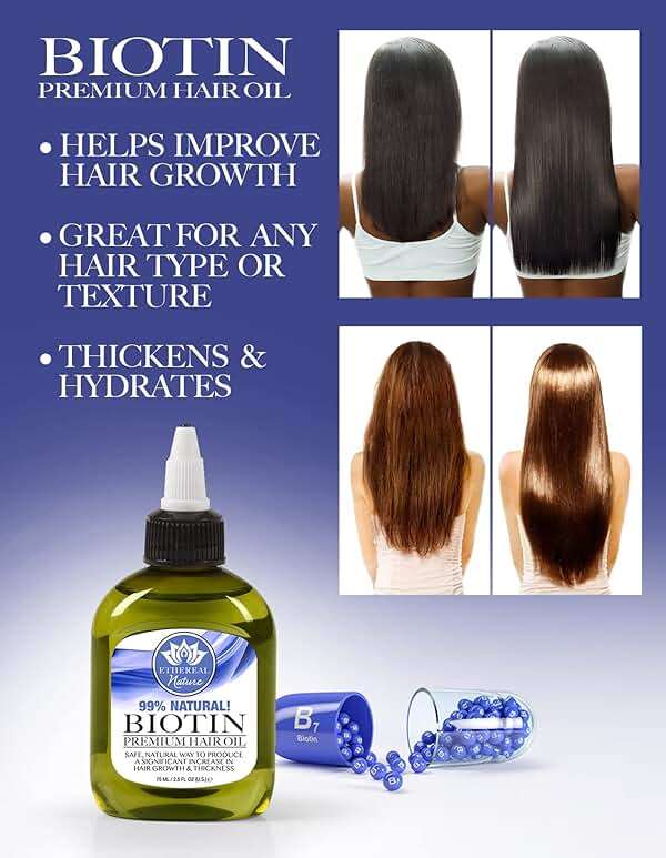 Ethereal Nature 99% Natural Hair Oil Blend with Biotin, clear, 2.54 Fl Oz - Image 3