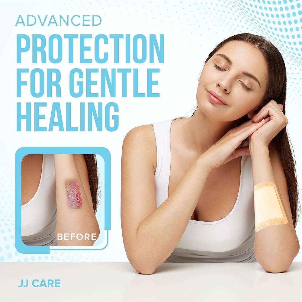 JJ CARE Silicone Foam Dressing 4x4 [Pack of 20], Silicone Bandages for Wounds, Waterproof Wound Dressing with Adhesive Border, Absorbent Bed Sore Bandages for Wound Care - Image 6
