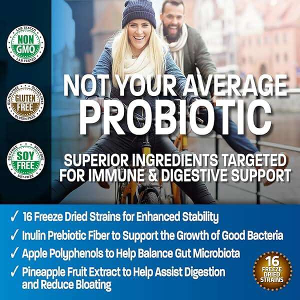 Bronson Probiotic 50 Billion CFU + Prebiotic with Apple Polyphenols & Pineapple Fruit Extract for Women & Men Non-GMO, 60 Vegetarian Capsules - Image 3