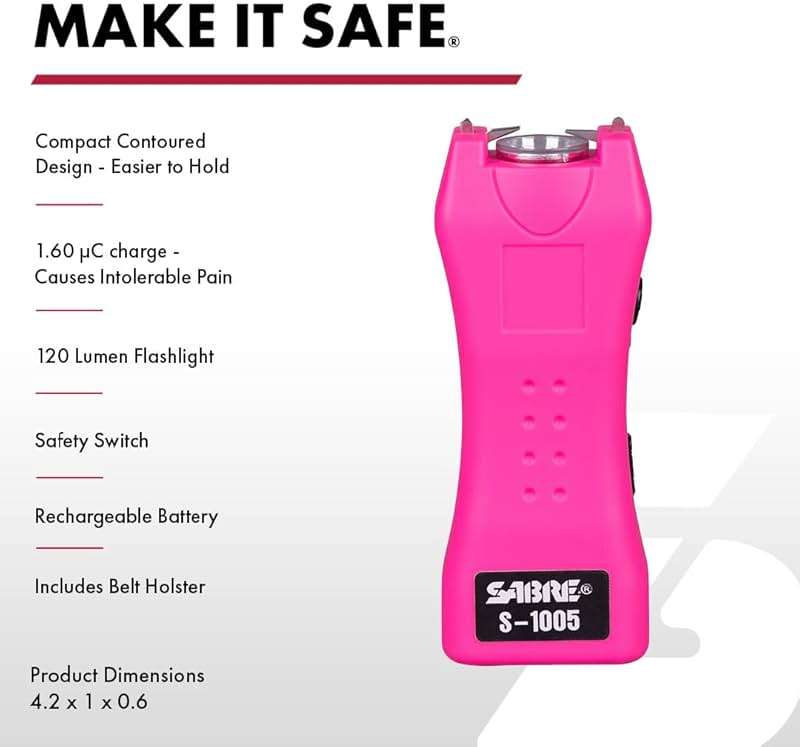 SABRE Pepper Spray & 2‑in‑1 Stun Gun with Flashlight Self Defense Kit – Fast Flip Top 10‑Second Safety Spray with Finger Grip & Keychain – Rechargeable Stun Gun, 1.60 µC Charge, 120‑Lumen LED Light - Image 3