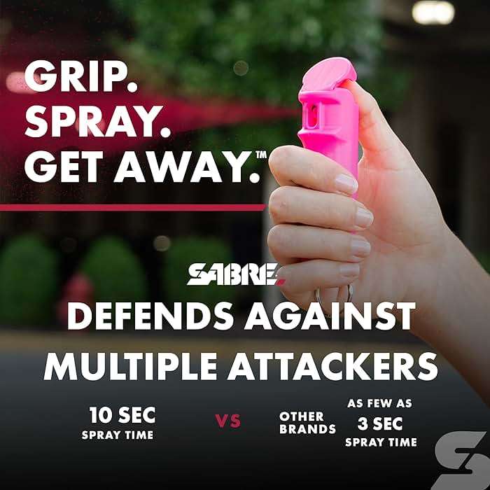 SABRE Pepper Spray & 2‑in‑1 Stun Gun with Flashlight Self Defense Kit – Fast Flip Top 10‑Second Safety Spray with Finger Grip & Keychain – Rechargeable Stun Gun, 1.60 µC Charge, 120‑Lumen LED Light - Image 4