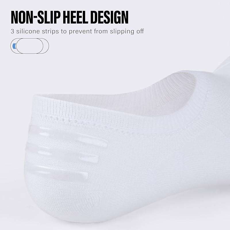 CLOSEMATE Mens No Show Socks Cotton Thin High Elasticity Low Cut Ankle Socks with Non Slip Grips 6 Pairs - Image 3