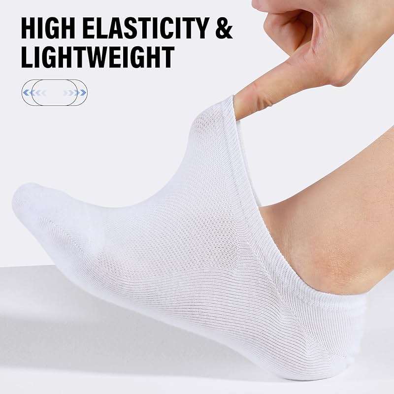 CLOSEMATE Mens No Show Socks Cotton Thin High Elasticity Low Cut Ankle Socks with Non Slip Grips 6 Pairs - Image 4