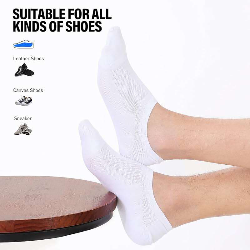 CLOSEMATE Mens No Show Socks Cotton Thin High Elasticity Low Cut Ankle Socks with Non Slip Grips 6 Pairs - Image 6