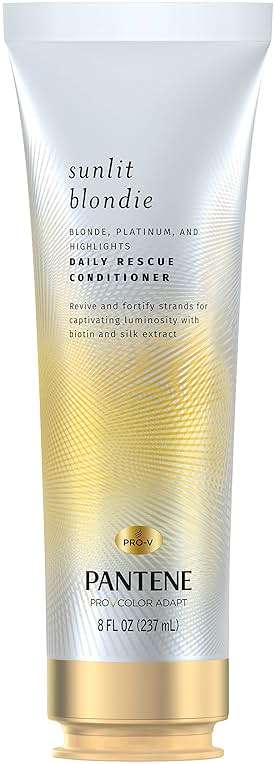 Pantene Sunlit Blondie Daily Rescue Conditioner Toner For Blonde Hair, Treatment for Color Treated Hair, with Biotin and Silk Extract, 8 Fl Oz - Image 1