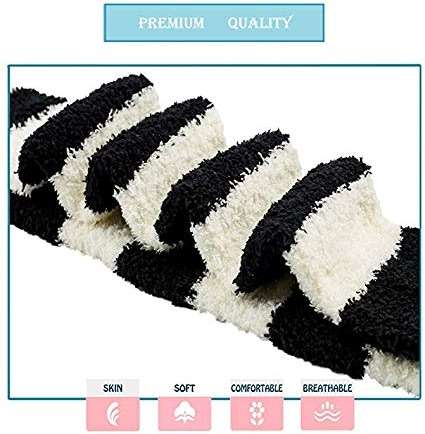 Wander G Womens Over Knee High Fuzzy Socks Cute Cartoon Thigh High Stockings Warm Stripe Leg Warmers - Image 4